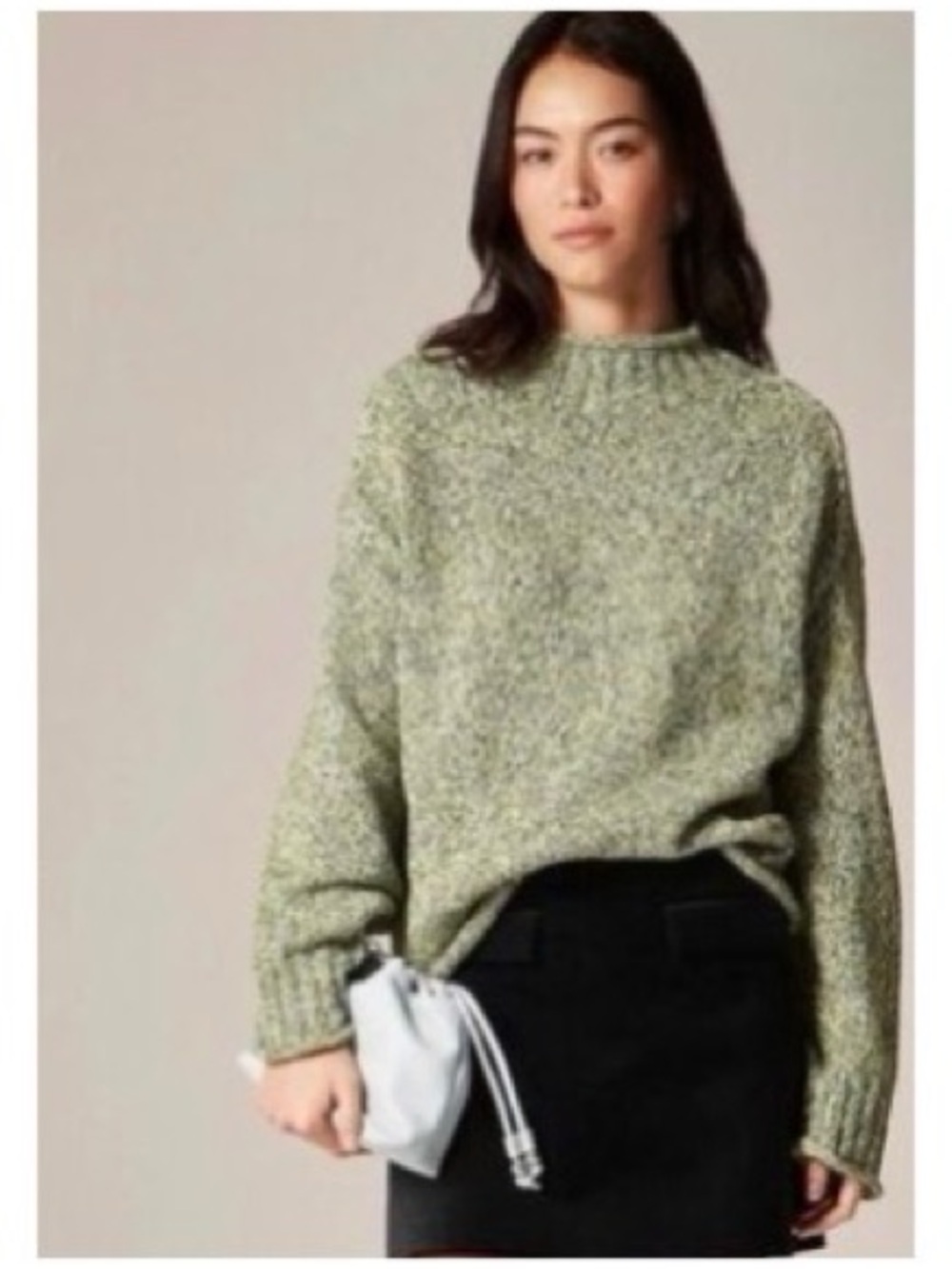 J. Crew Women’s Sz XXL Green Marled Roll Neck Sweater 2025 Cotton Relaxed Fit